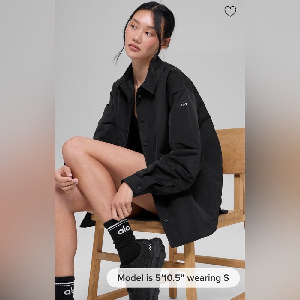 ALO Yoga NWT Socialite Shacket Jacket in Black Oversized Fit with Pockets Size M